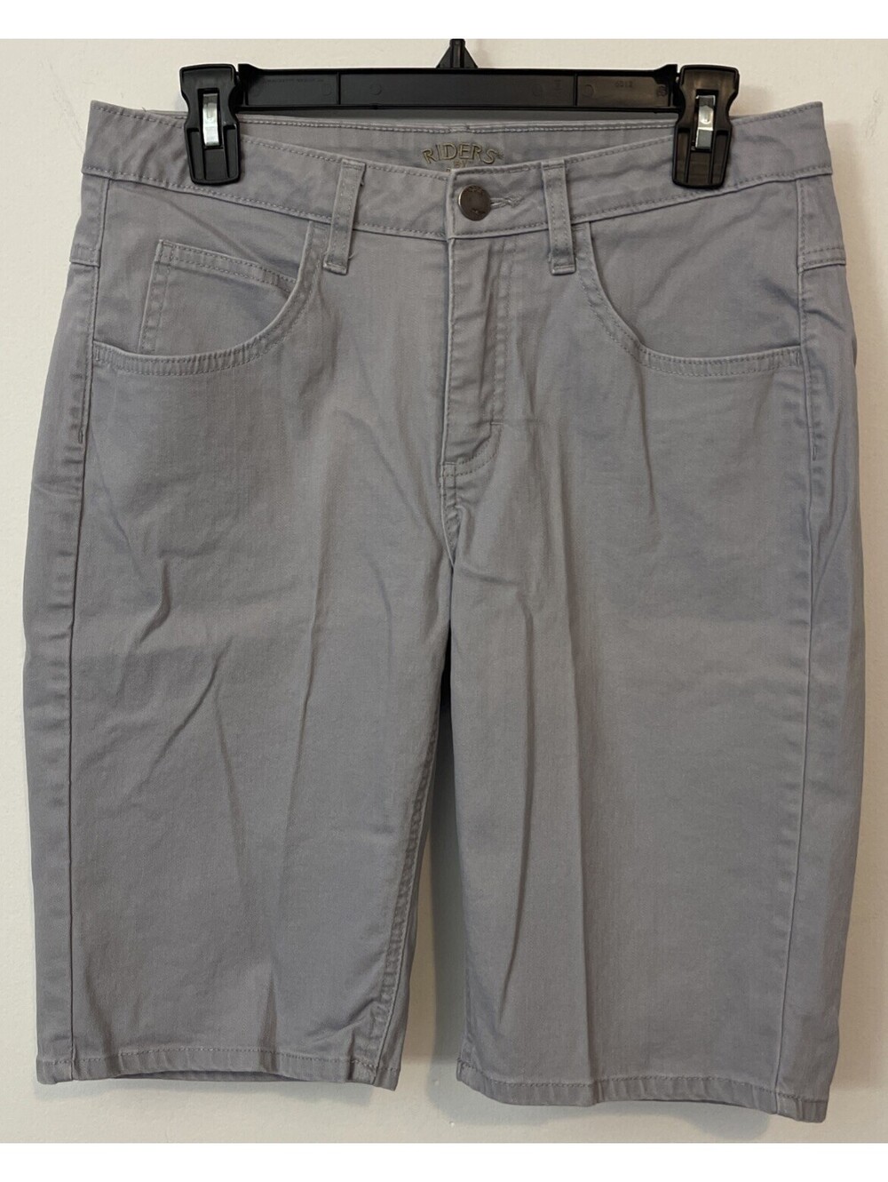Riders By Lee Womens Size 10 Gray Mid-Rise Cotton-Blend Bermuda Shorts! A1196